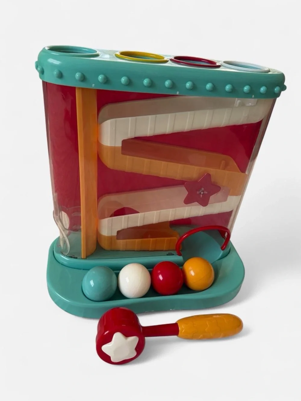 Battat Ball Drop Learning Toy - Teal, Red, Yellow, White